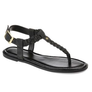 Journee Collection Black Braided Sandal